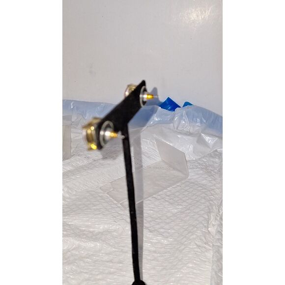 Chunky Rhinestone Pierced Earrings Peachy Pink Stud Post Silver Tone Cottagecore - Picture 4 of 8